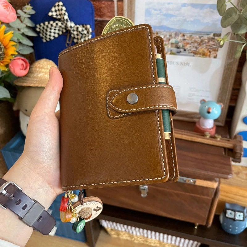 Dark Brown Leather Loose-Leaf Notebook Detachable High-Value Notebook Portable Pocket Diary Notebook - Image 2